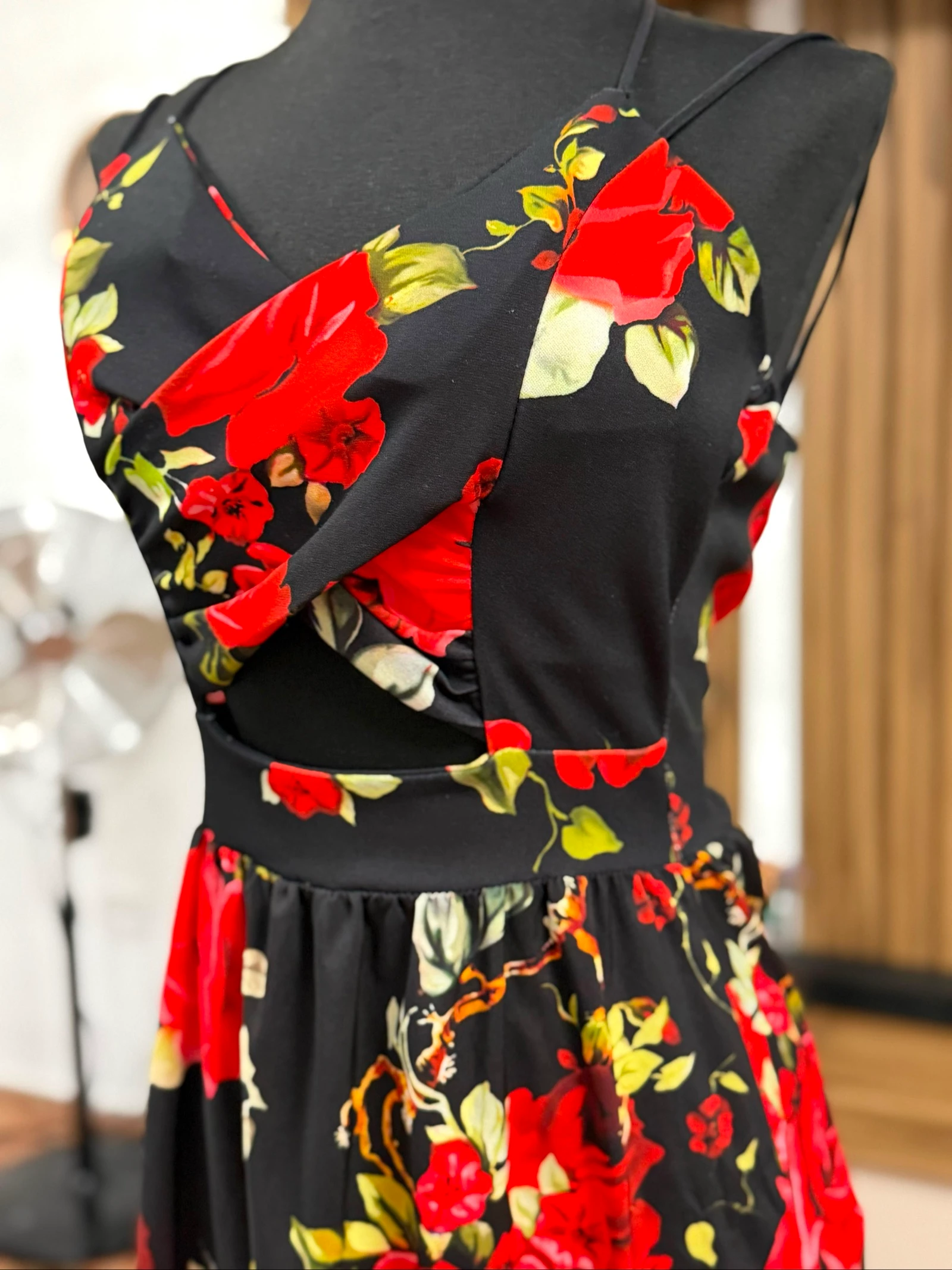 Black long dress with floral print – photo 2
